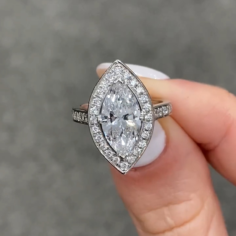 Marquise Cut Sona Simulated Diamond Engagement Ring In Sterling Silver