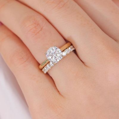 Classic Round Cut Sona Simulated Diamond Engagement Ring Sets In Sterling Silver