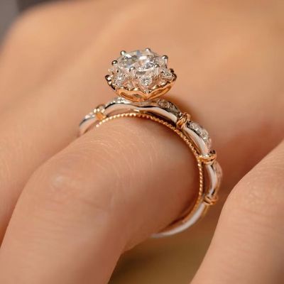 Classic Round Cut Sona Simulated Diamond Engagement Ring In Sterling Silver