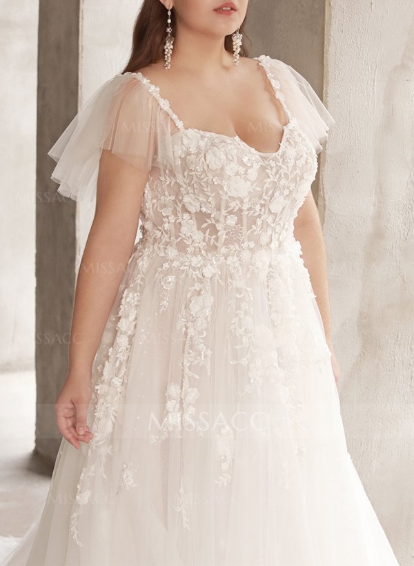 Plus Size A-Line Sweetheart Detachable Sleeves Chiffon Wedding Dresses With Lace