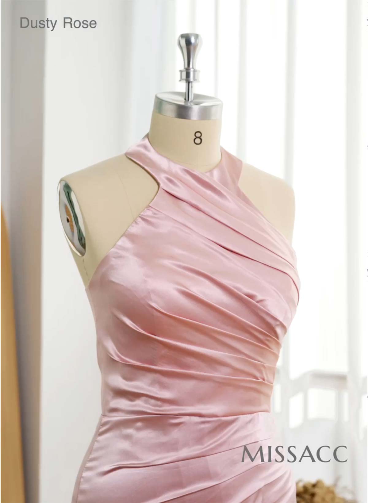 Trumpet/Mermaid Halter Floor-Length Silk Like Satin Bridesmaid Dresses With High Split