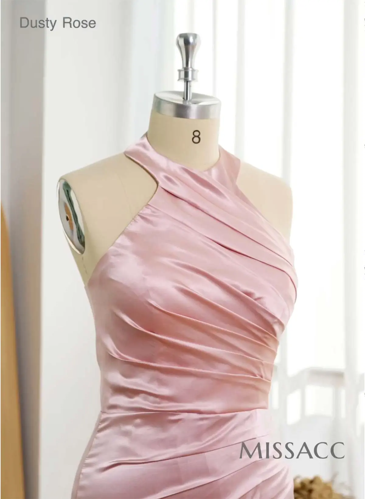 Trumpet/Mermaid Halter Floor-Length Silk Like Satin Bridesmaid Dresses With High Split