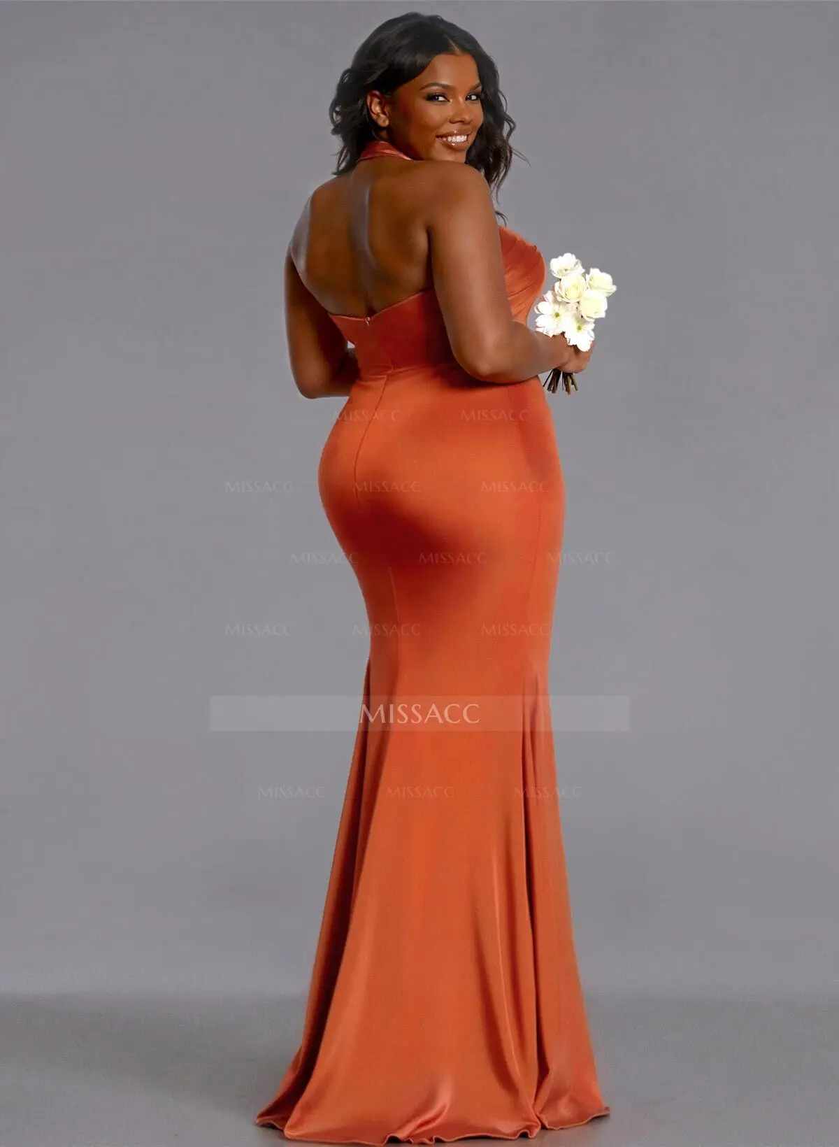 orange and gray bridesmaid dresses Daphne One Shoulder Chiffon Bridesmaid Dresses With Split