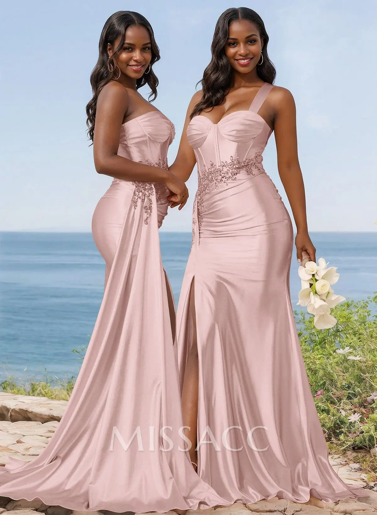 bridesmaid silk dressing gowns Stacees A-line Short Puff Sleeve Stretch Satin Bridesmaid Dress
