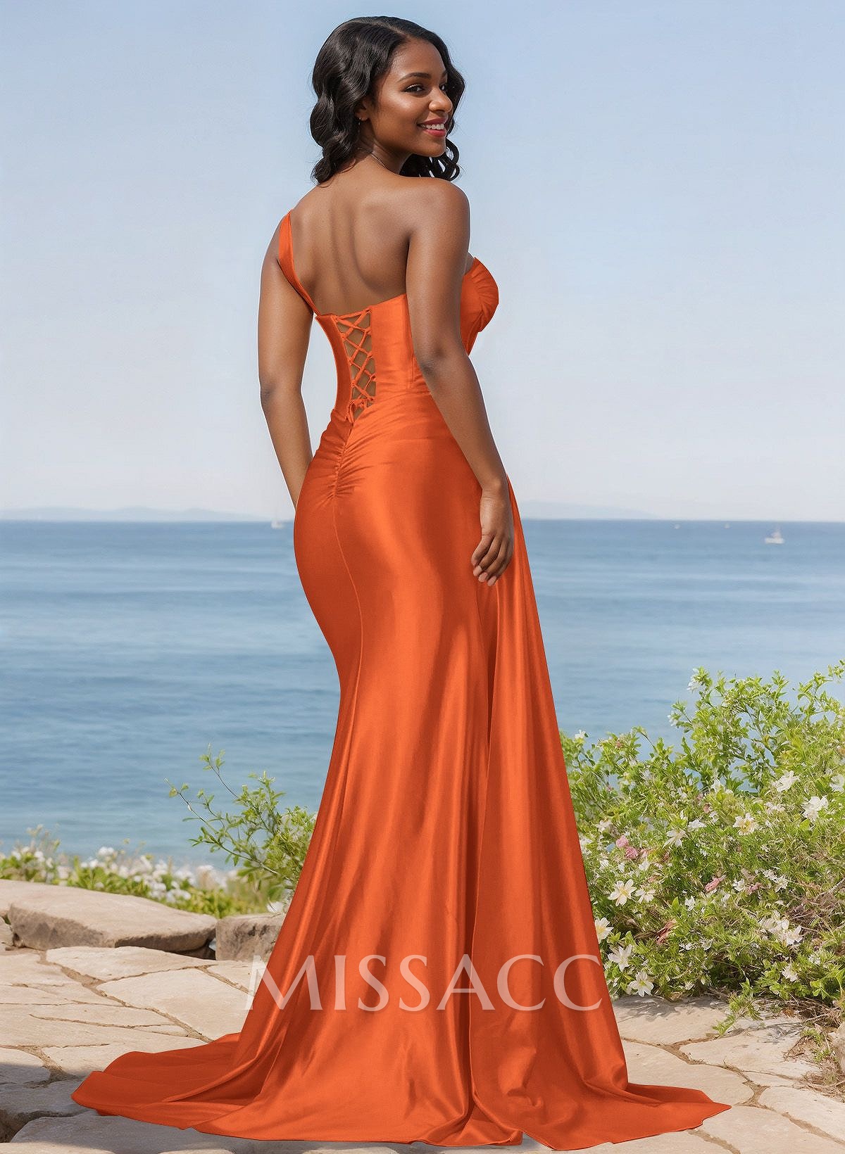 Trumpet/Mermaid Silk Like Satin Bridesmaid Dresses With High Split