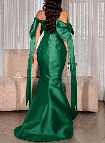 Trumpet/Mermaid Off-The-Shoulder Satin Evening Dresses With Bow(s)