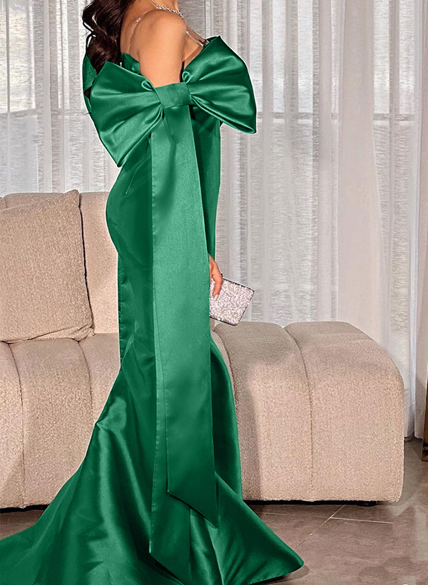 Trumpet/Mermaid Off-The-Shoulder Satin Evening Dresses With Bow(s)