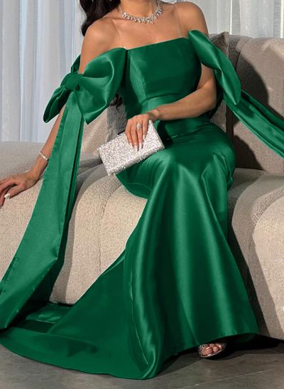 Trumpet/Mermaid Off-The-Shoulder Satin Evening Dresses With Bow(s)