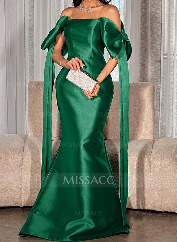 Trumpet/Mermaid Off-The-Shoulder Satin Evening Dresses With Bow(s)