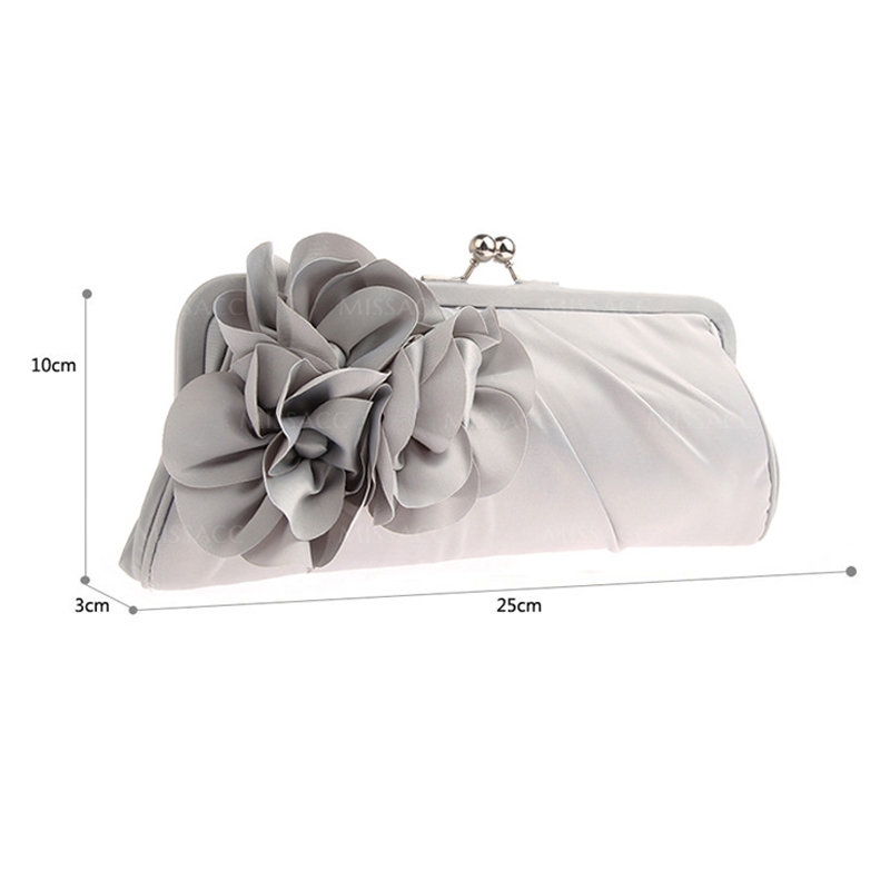 Satin Event/Party Clutches & Bags With Flower