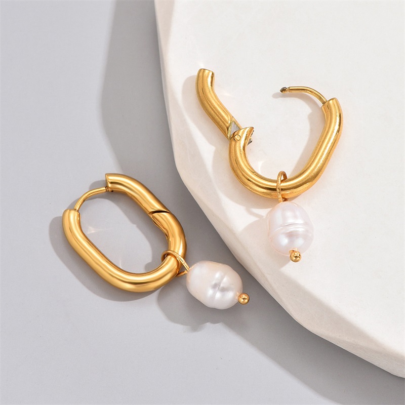 Elegant Pearl Hoop Earrings