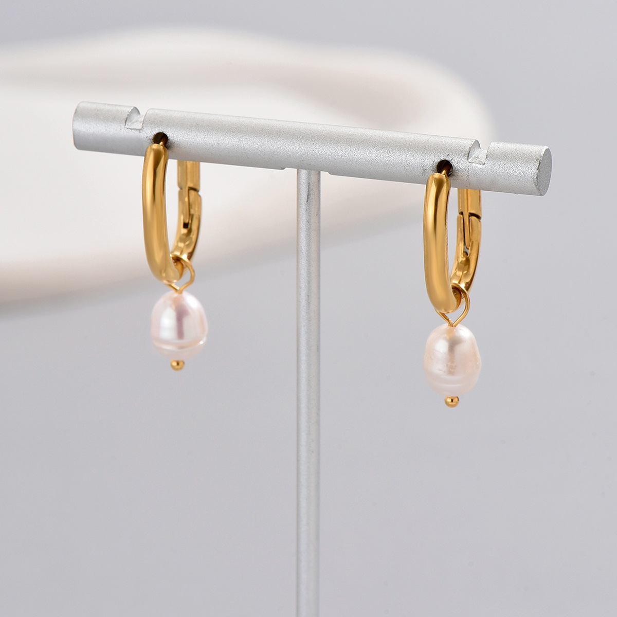 Elegant Pearl Hoop Earrings