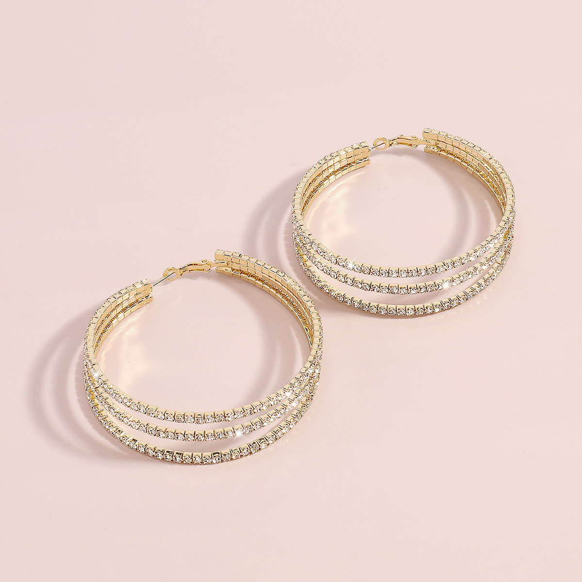 Shining Rhinestone Hoop Earrings