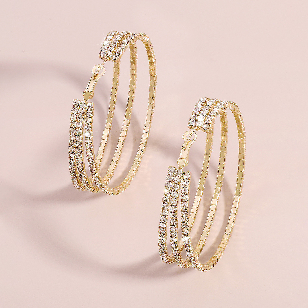 Shining Rhinestone Hoop Earrings