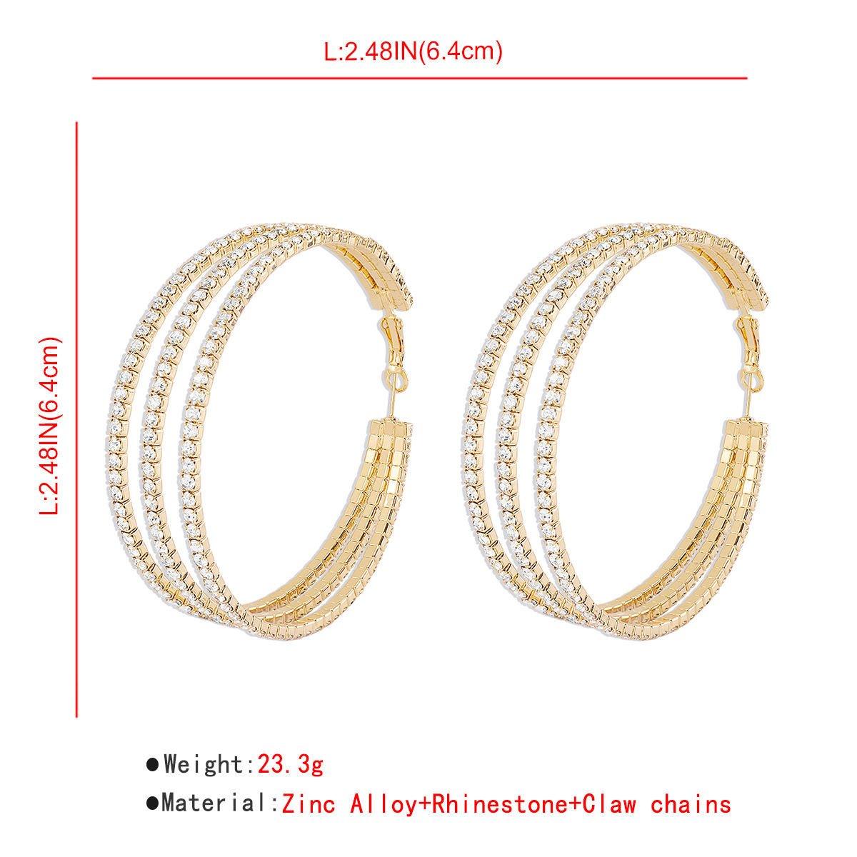 Shining Rhinestone Hoop Earrings