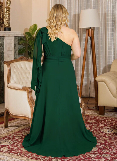 One-Shoulder Pleated A-Line Evening Dresses