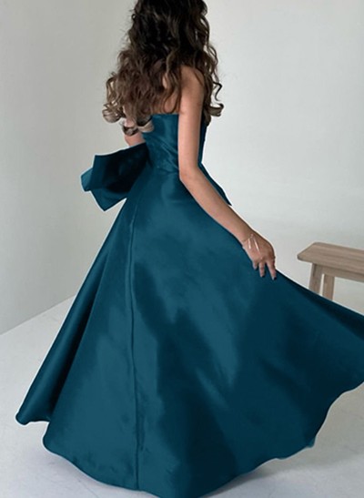 A-Line Sweetheart Sleeveless Satin Evening Dresses With Bow(s)