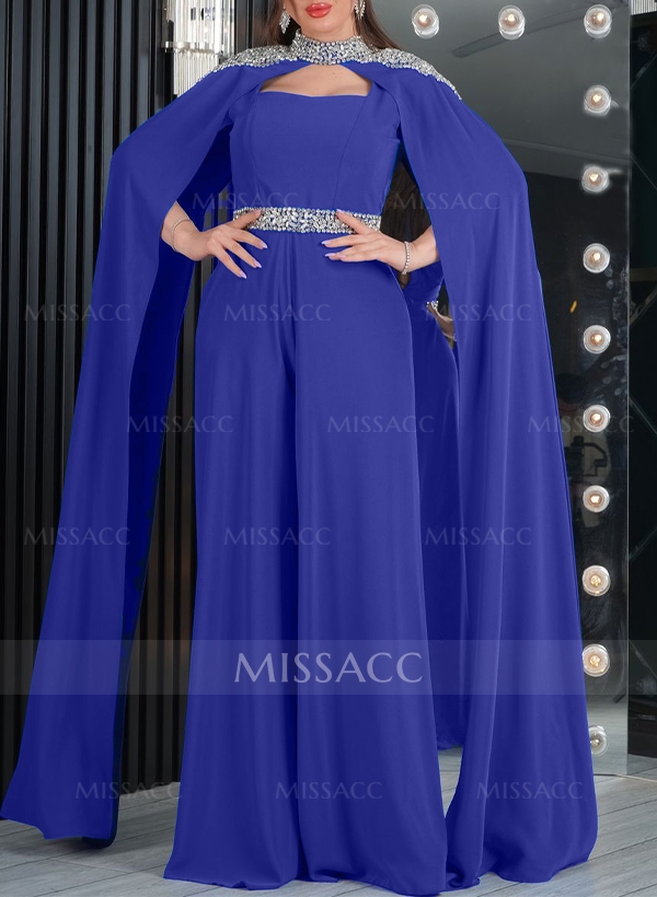 Sheath/Column Halter Sleeveless Floor-Length Chiffon Evening Dresses