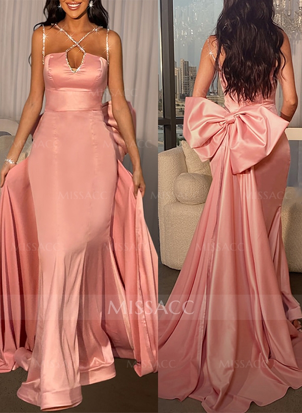 Trumpet/Mermaid Sleeveless Satin Evening Dresses With Bow(s)