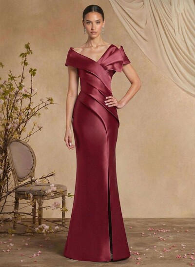 Trumpet/Mermaid Sleeveless Sweep Train Satin Evening Dresses