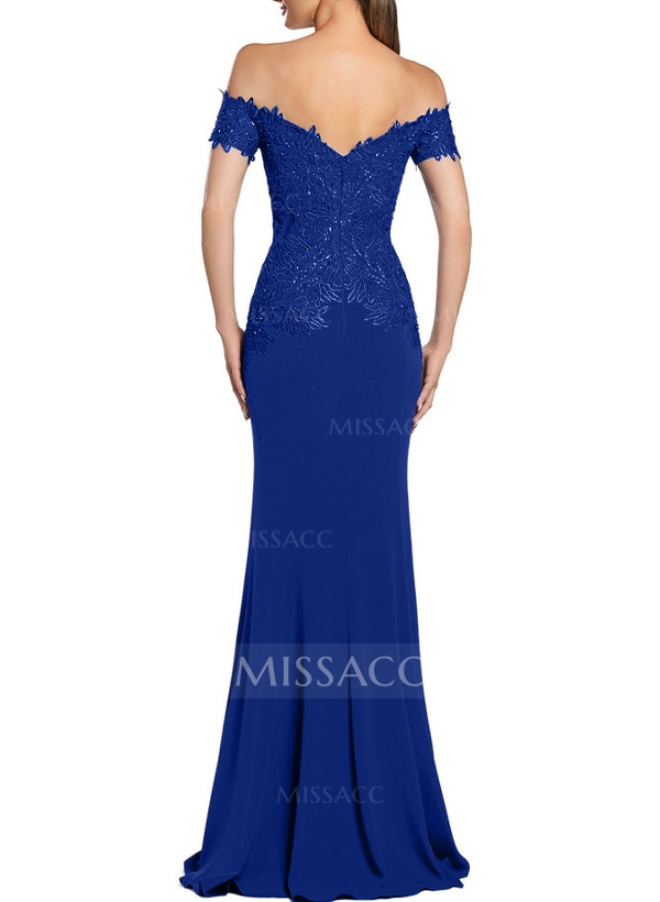 Trumpet/Mermaid Sleeveless Elastic Satin Evening Dresses With Appliques Lace