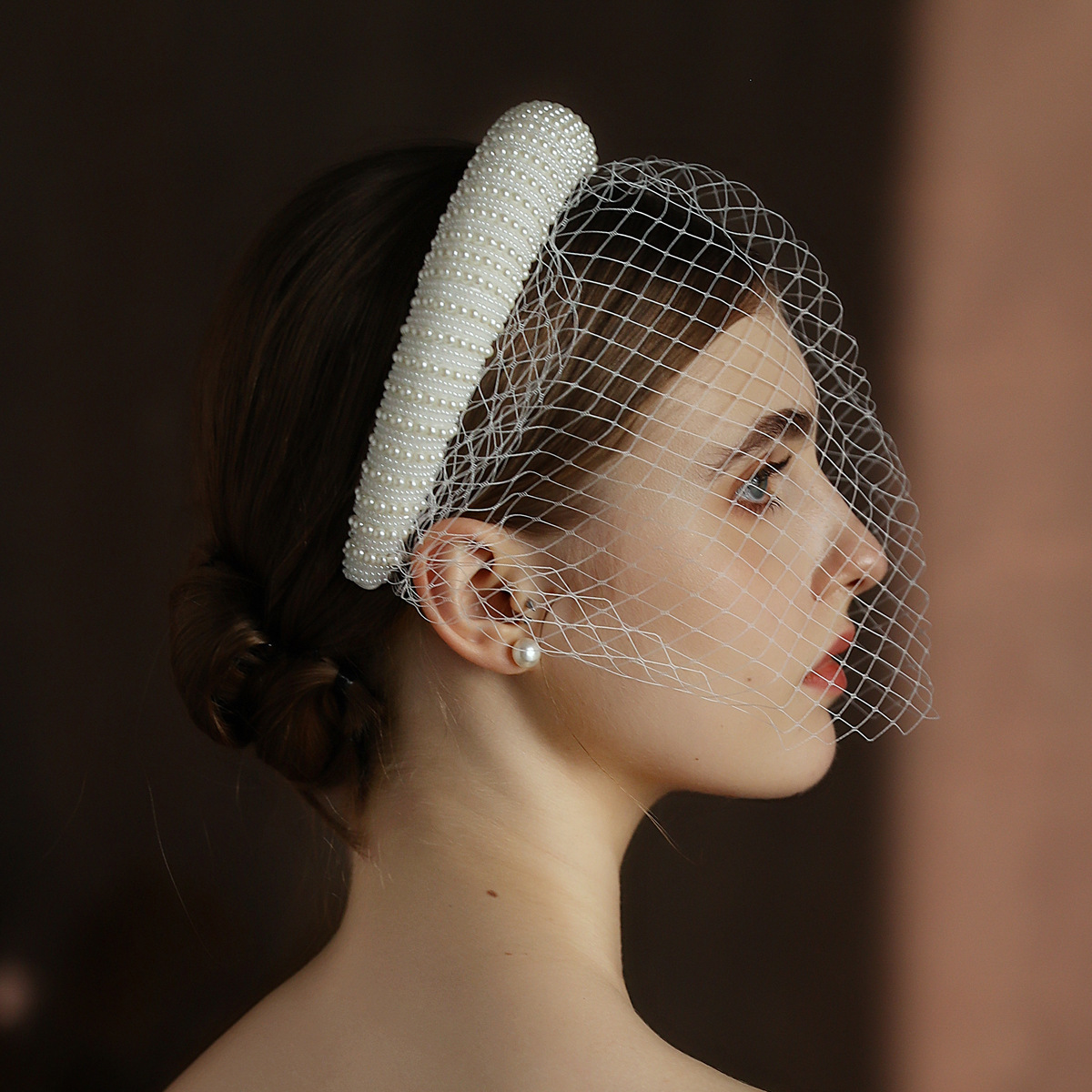 Luxurious Wedding Headbands With Pearl Bridal Headpieces With Veil