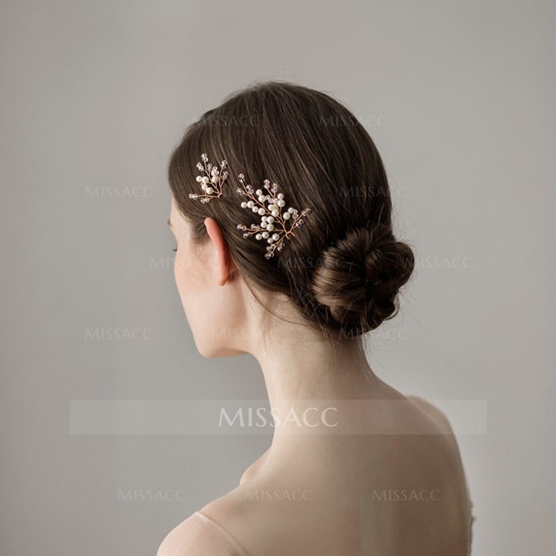 Wedding Hairpins With Pearl Bridal Headpieces (Set Of 2)