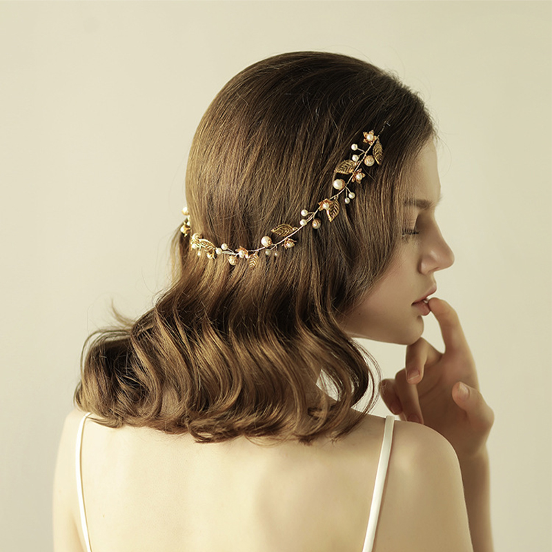 Sweet Wedding Headbands With Pearl/Leaf Bridal Headpieces