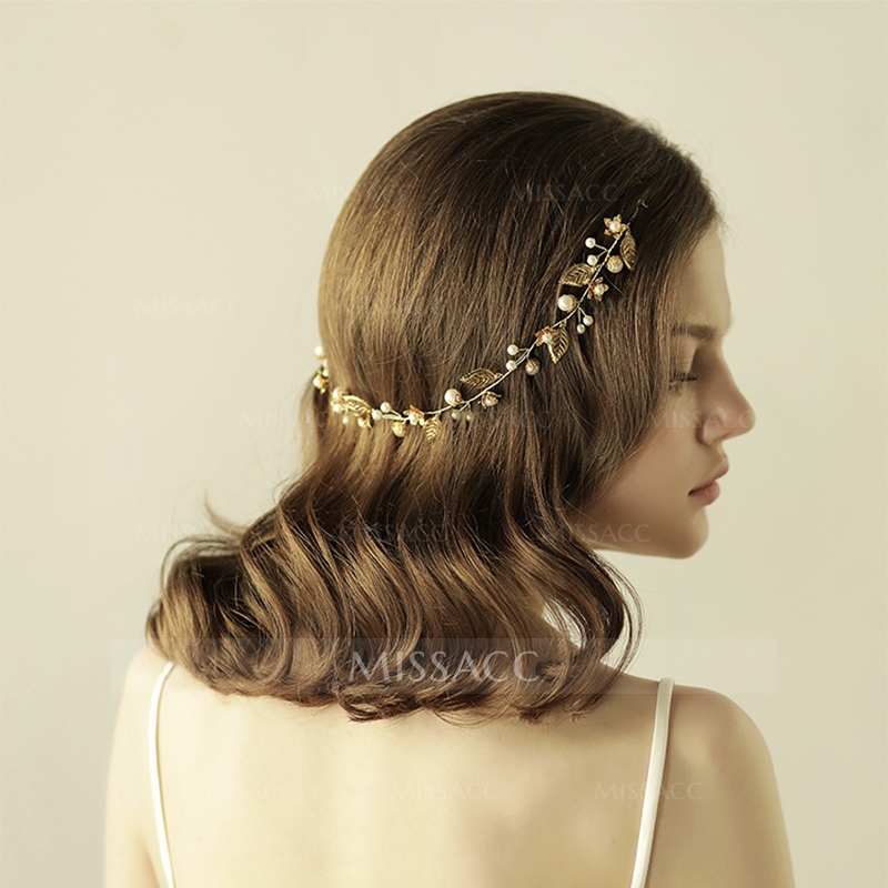 Sweet Wedding Headbands With Pearl/Leaf Bridal Headpieces