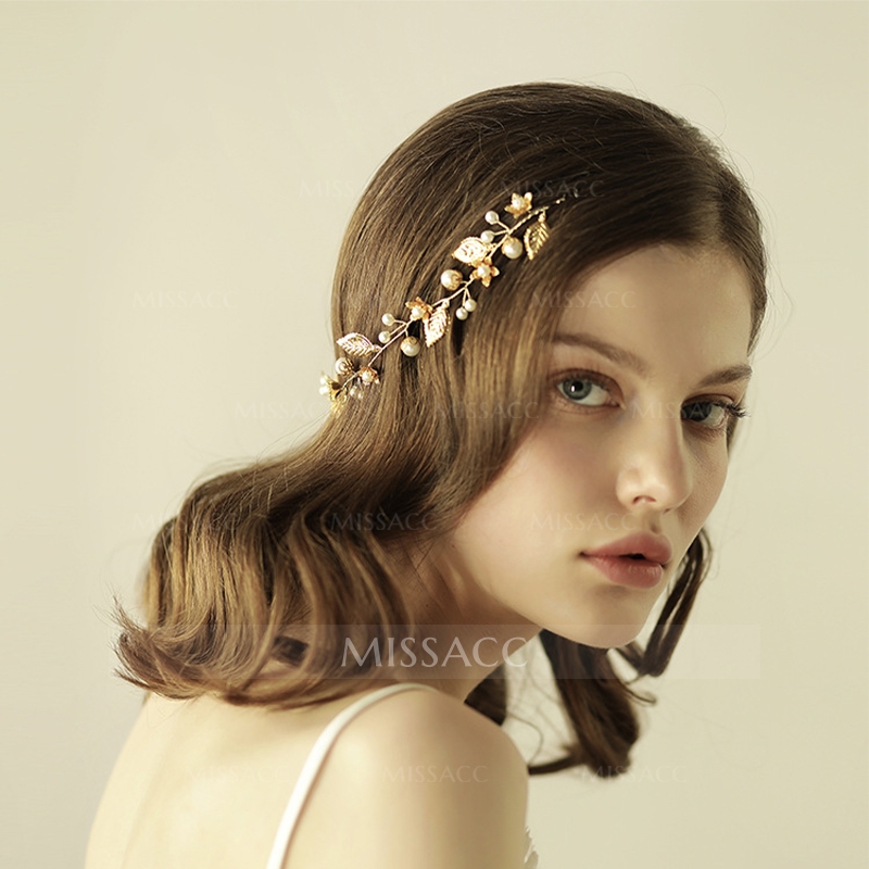 Sweet Wedding Headbands With Pearl/Leaf Bridal Headpieces