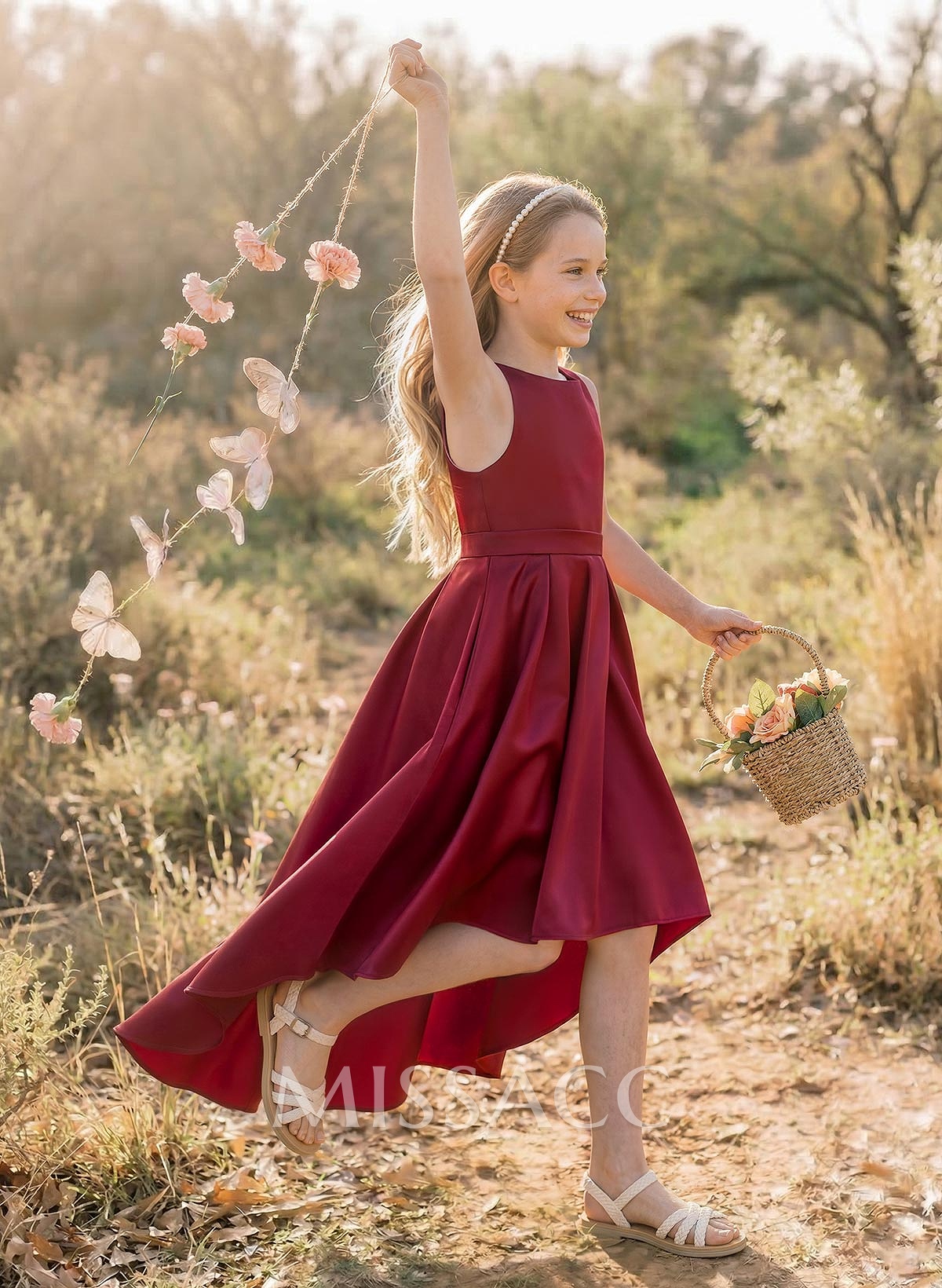 A-Line Scoop Neck Asymmetrical Satin Junior Bridesmaid Dresses With Pockets A-Line Scoop Neck Asymmetrical Satin Junior Bridesmaid Dresses With Pockets