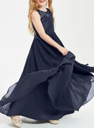 white christmas dresses Chiffon Summer Junior Bridesmaid Dresses,Dark Navy Long Junior Bridesmaid Dress,JB00055, J8 / Royal Blue main image 1