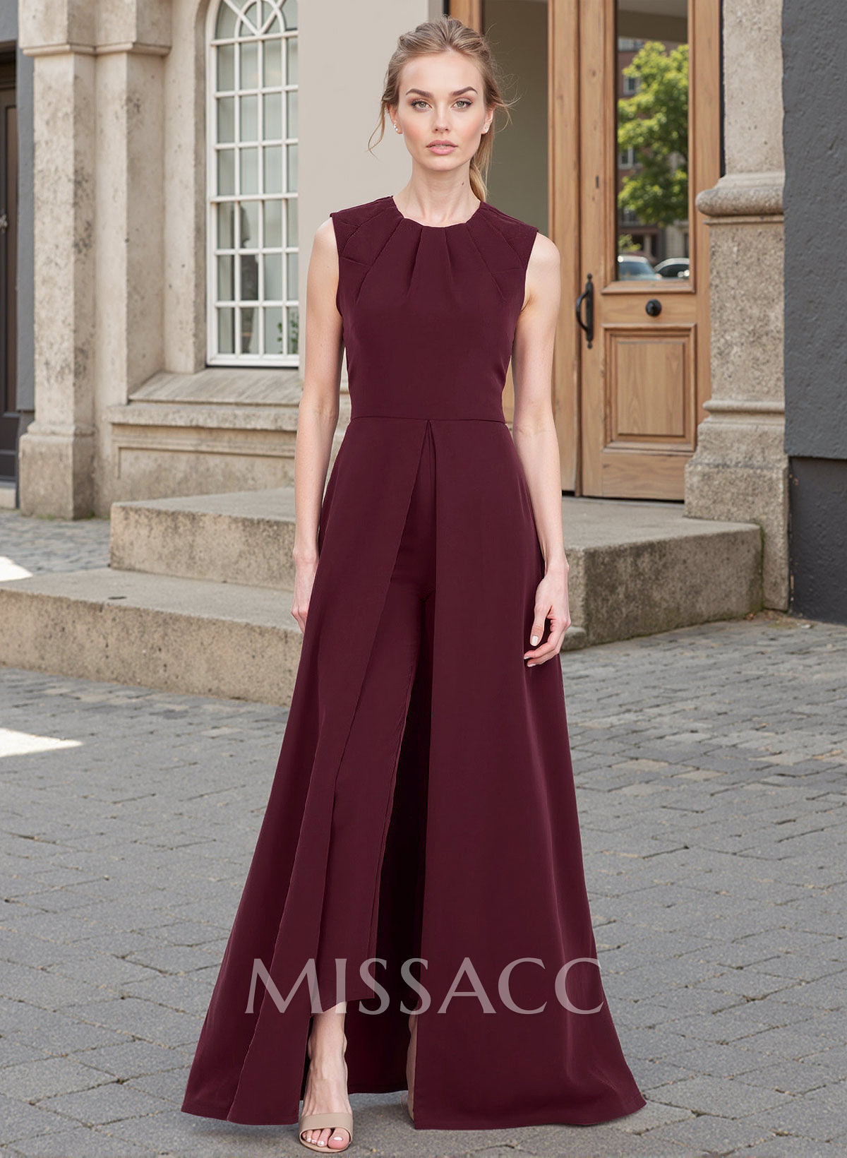 Jumpsuit/Pantsuit Scoop Neck Elastic Satin(Slight Stretch) Mother Of The Bride Dresses