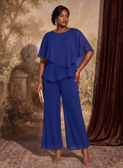 Jumpsuit/Pantsuit Scoop Neck Sleeveless Chiffon Mother Of The Bride Dresses