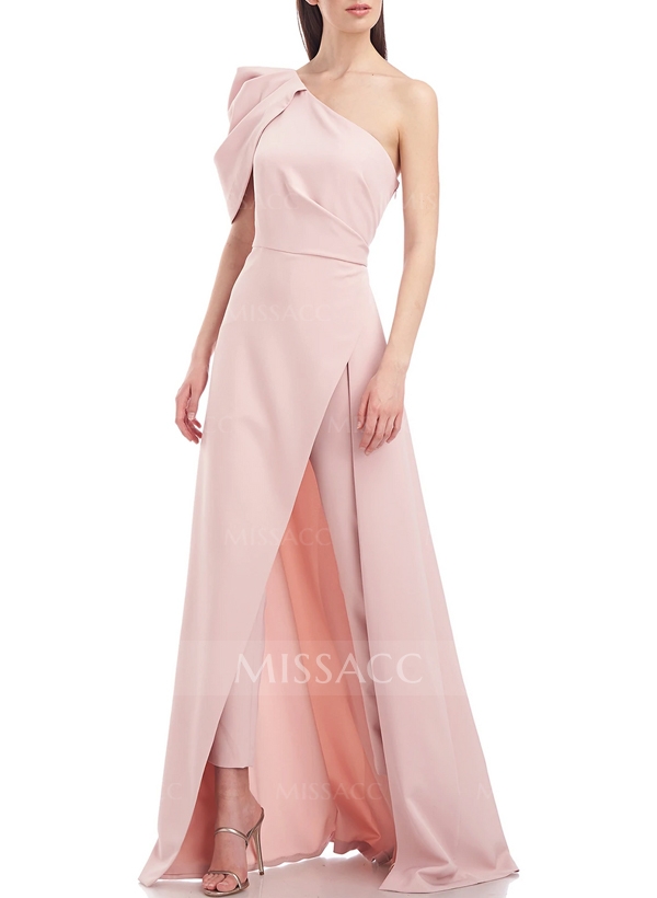 Jumpsuit/Pantsuit One-Shoulder Elastic Satin Mother Of The Bride Dresses With High Split