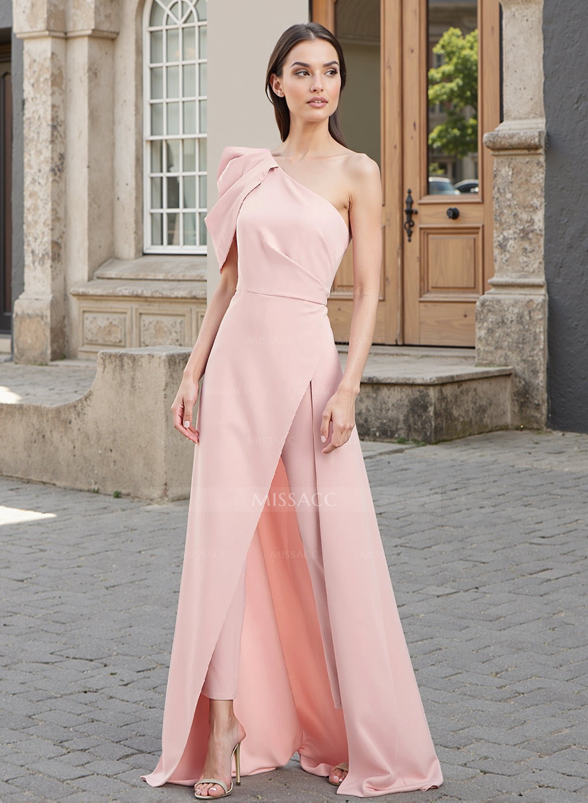 Jumpsuit/Pantsuit One-Shoulder Elastic Satin Mother Of The Bride Dresses With High Split