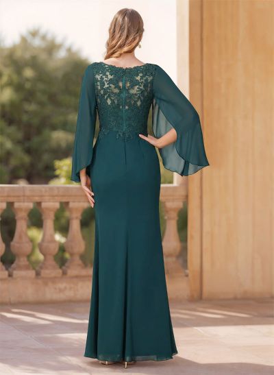 Sheath/Column V-Neck Chiffon Mother Of The Bride Dresses With Lace