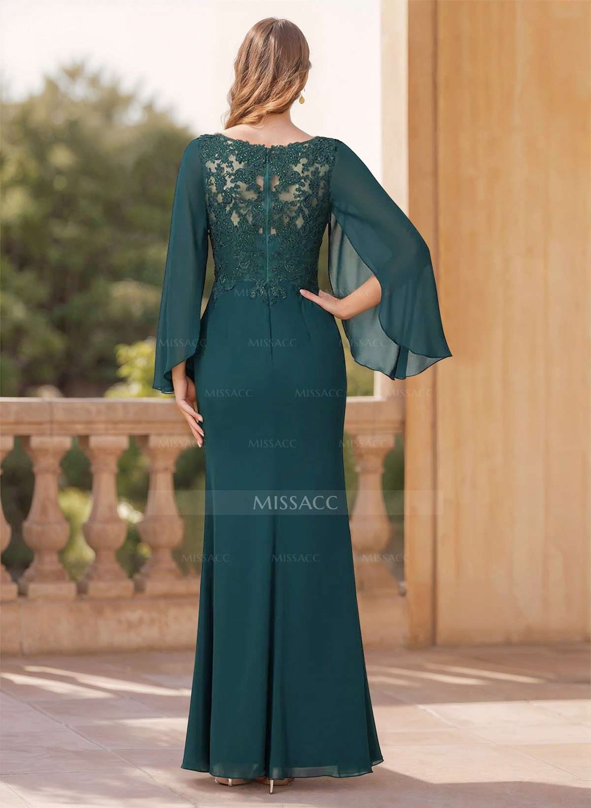 Sheath/Column V-Neck Chiffon Mother Of The Bride Dresses With Lace