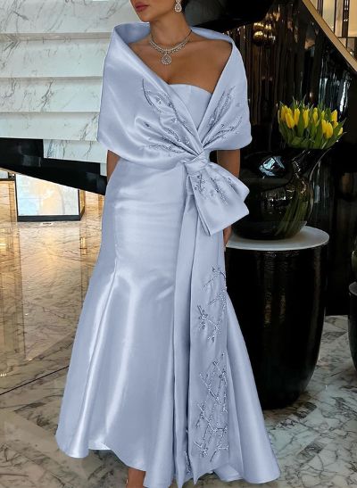 Trumpet/Mermaid Off-The-Shoulder Sleeveless Floor-Length Satin Evening Dresses