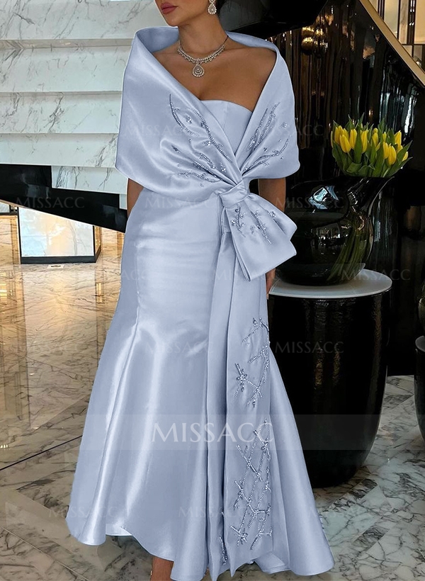 Trumpet/Mermaid Off-The-Shoulder Sleeveless Floor-Length Satin Evening Dresses