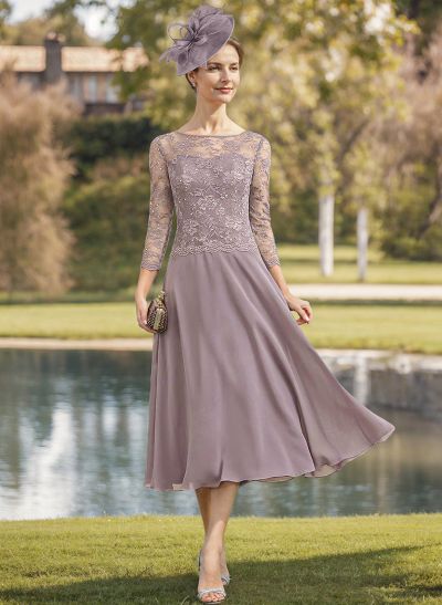 Sheath/Column Chiffon(Non-Stretch) Mother Of The Bride Dresses With Lace