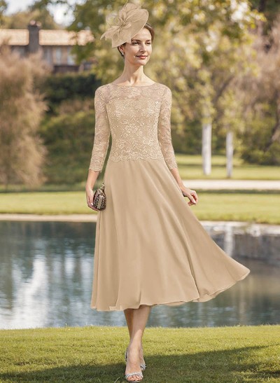 Sheath/Column Chiffon(Non-Stretch) Mother Of The Bride Dresses With Lace