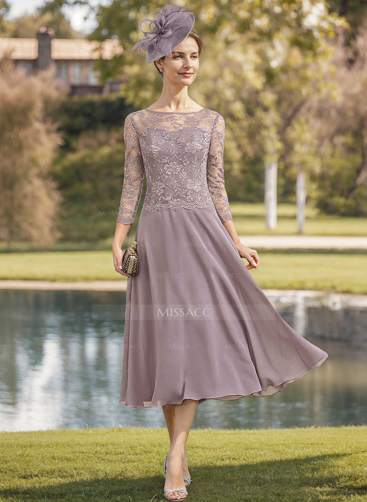 Sheath/Column Chiffon(Non-Stretch) Mother Of The Bride Dresses With Lace