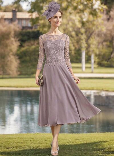 Sheath/Column Chiffon(Non-Stretch) Mother Of The Bride Dresses With Lace