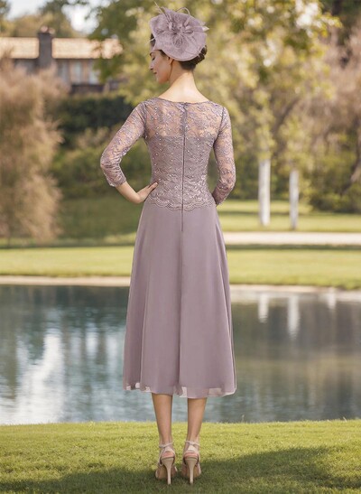 Sheath/Column Chiffon(Non-Stretch) Mother Of The Bride Dresses With Lace