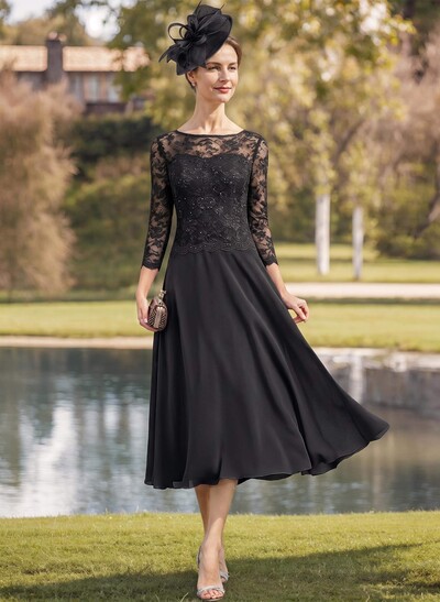 Sheath/Column Chiffon(Non-Stretch) Mother Of The Bride Dresses With Lace