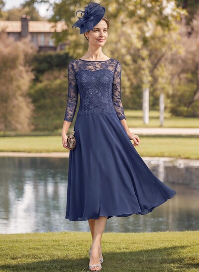 Sheath/Column Chiffon(Non-Stretch) Mother Of The Bride Dresses With Lace