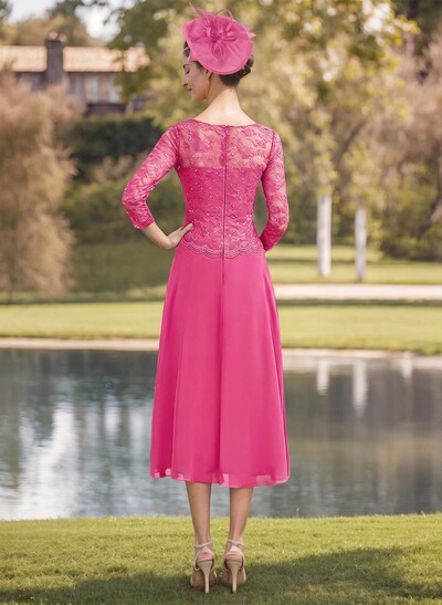 Sheath/Column Chiffon(Non-Stretch) Mother Of The Bride Dresses With Lace