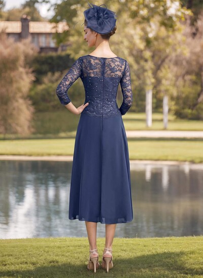 Sheath/Column Chiffon(Non-Stretch) Mother Of The Bride Dresses With Lace