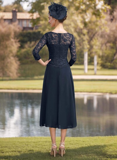 Sheath/Column Chiffon(Non-Stretch) Mother Of The Bride Dresses With Lace